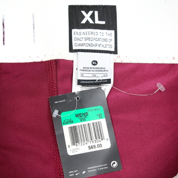 Nike Open Field Football Pants Tights Red Burgundy - Picture 7 of 8
